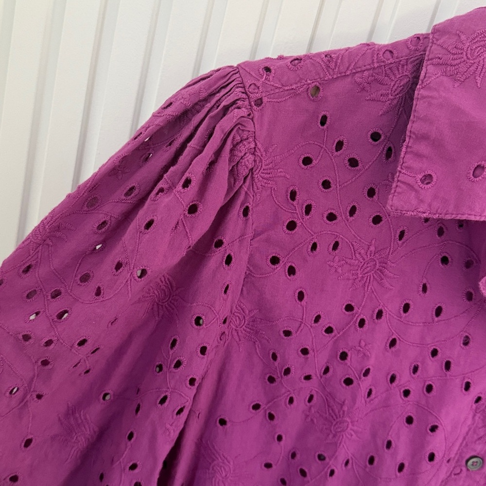 Sundance Purple Eyelet Button-Up Blouse - Picture 3 of 5